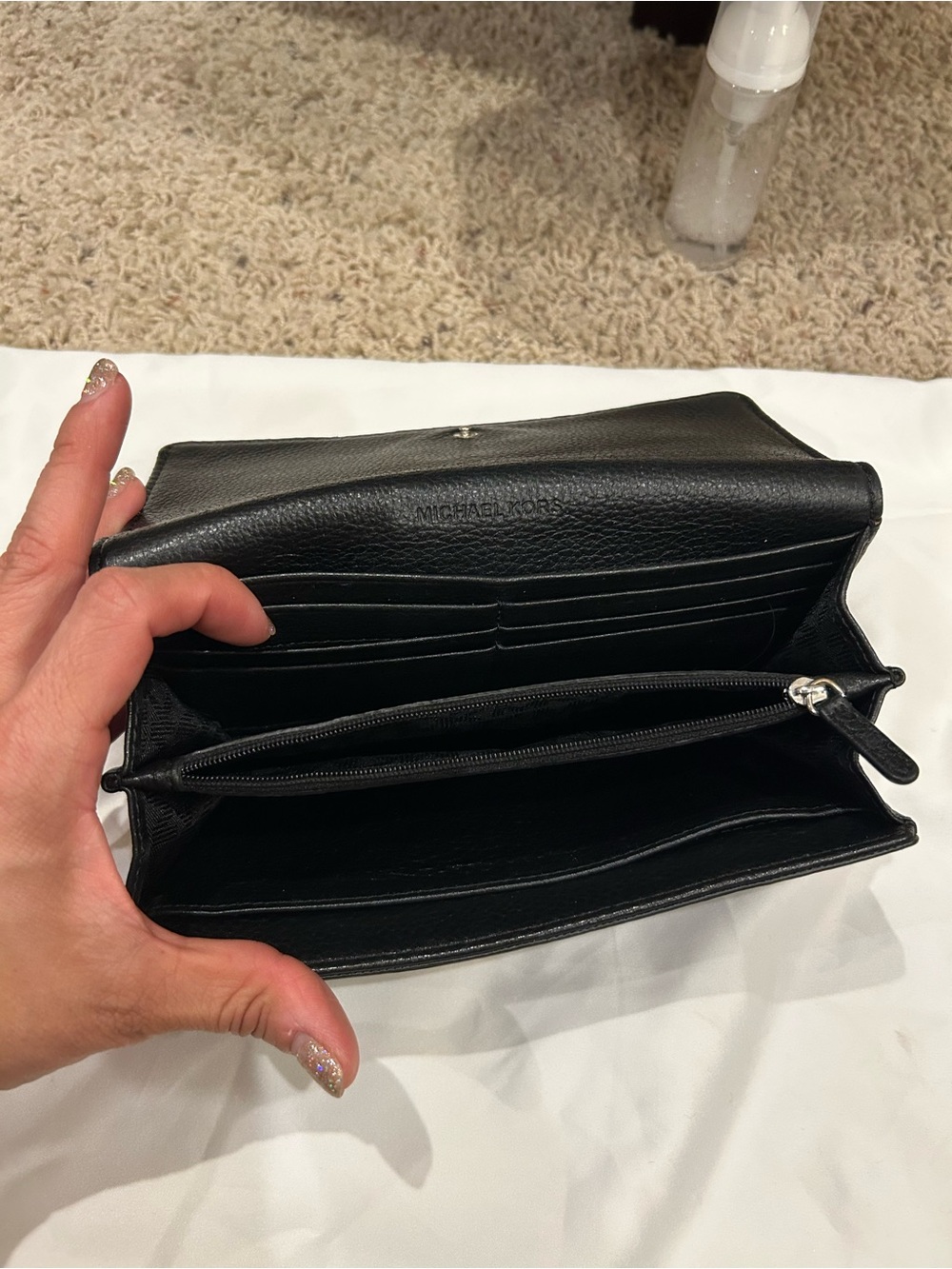 Michael Kors Black Pebbled Leather Shoulder Hobo with Chain Strap - Picture 6 of 6